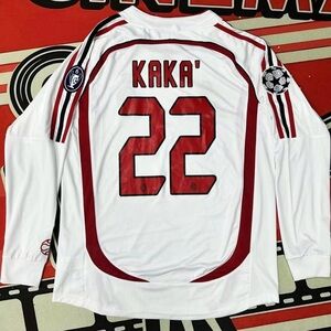 AC/Soccer Jersey/Fans Version/Home kit/ Kaka #22/White Red/Long Sleeves